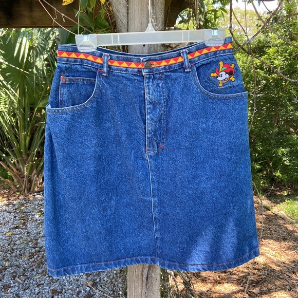 Dresses & Skirts - Vintage Mickey and Company western denim mini skirt 1990 cowboy Mickey
